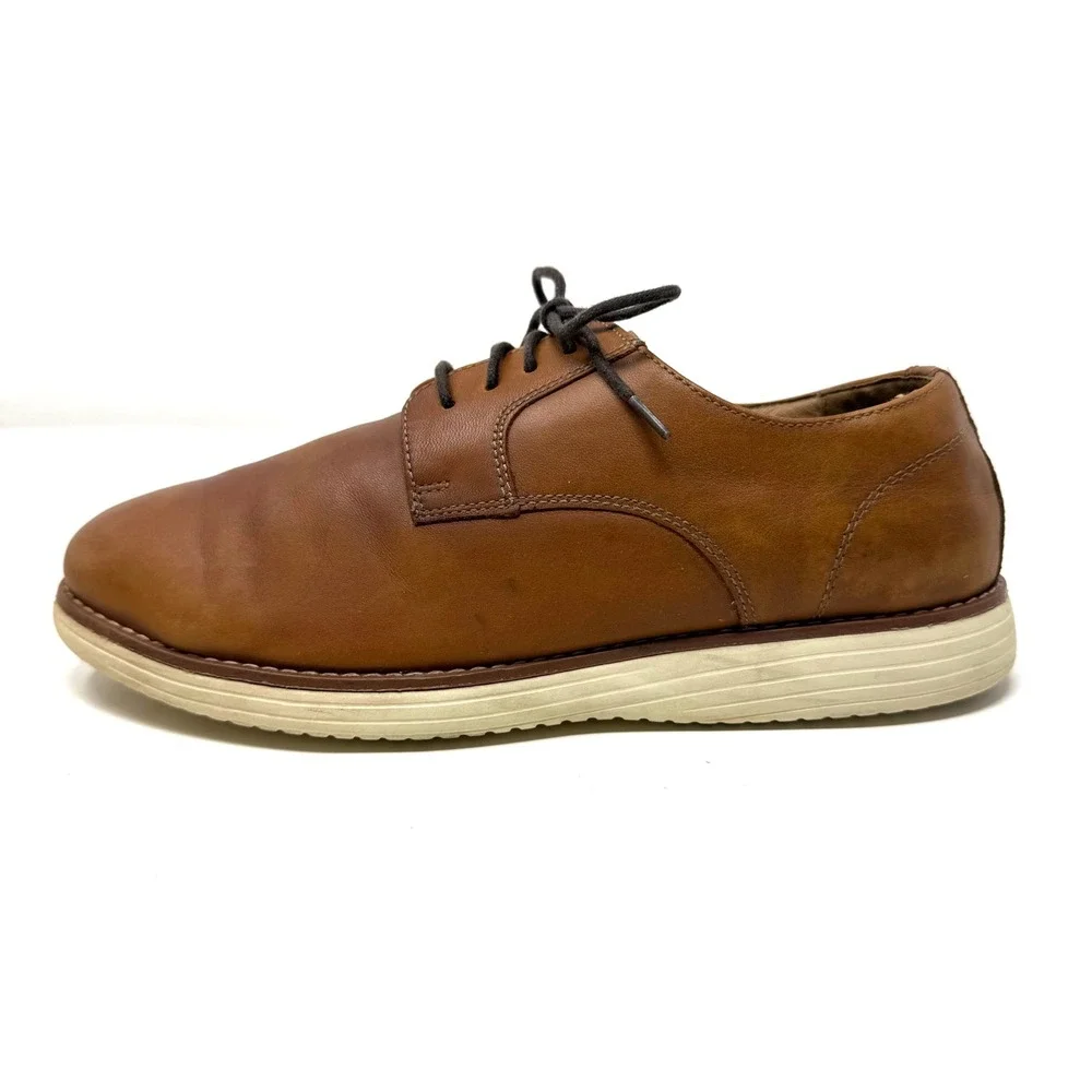 Johnston & Murphy Boys Upton Plain Toe Oxford Tan Leather TRUFOAM Shoes 7M